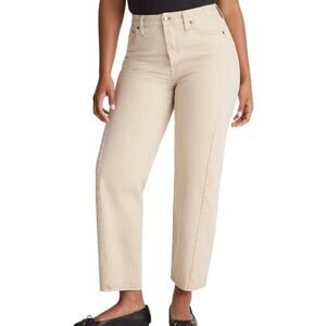 Madewell White Pieced Barrel Leg Jeans Raw Hem NWT size 29 100% Cotton